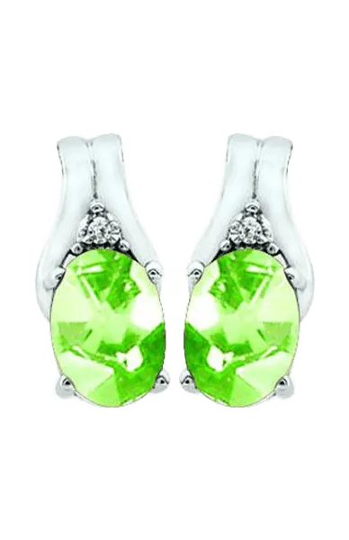 August Birthstone Earring with Diamond Accent set in 10K White Gold