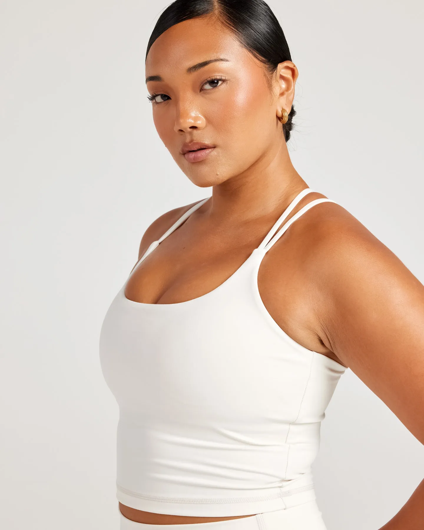Aura Thin Strap Tank - Vanilla Latte