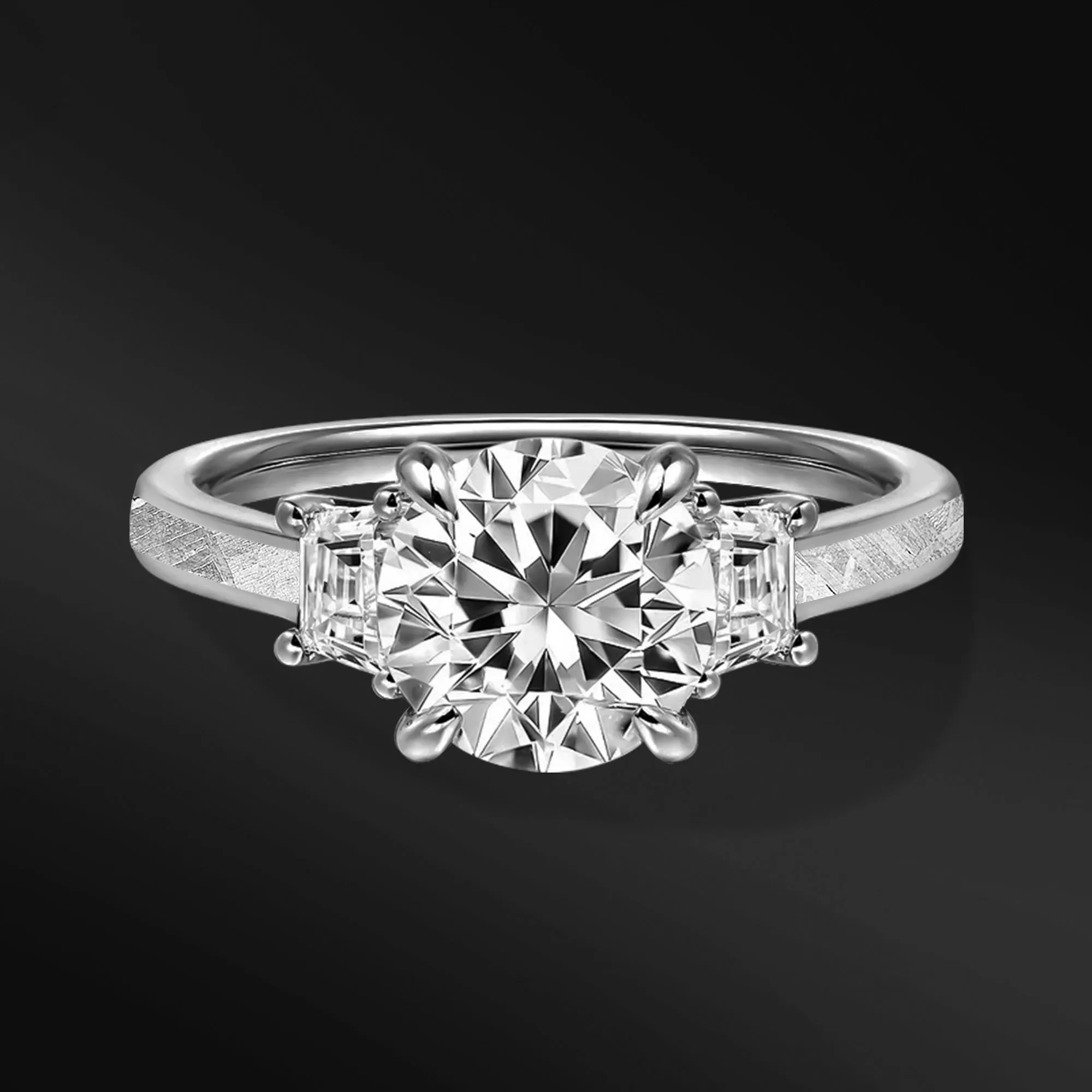 Ayesha Star - 14K Gold Ring Set for Women | 2CT Brilliant Cut Certified Moissanite Engagement Ring | Muonionalusta Meteorite  | D - Color, VVS1 Clarity