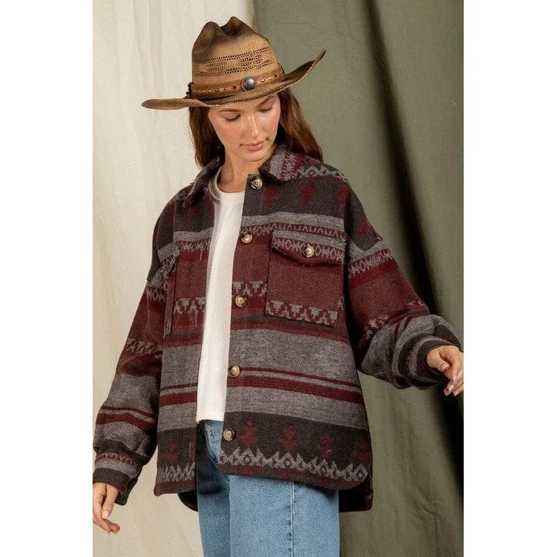 Aztec Pattern Collared Casual Jacket