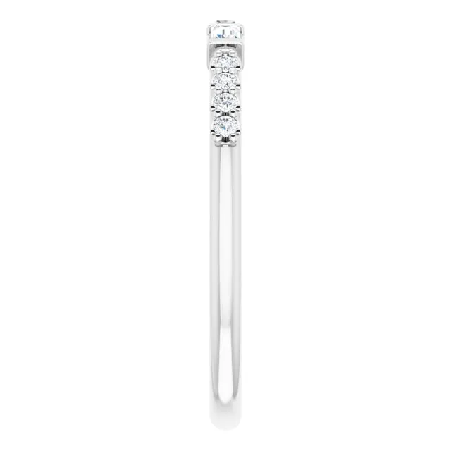 Baguette & Round Cut Diamond Wedding Band Petite Anniversary Ring