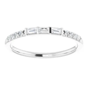 Baguette & Round Cut Diamond Wedding Band Petite Anniversary Ring