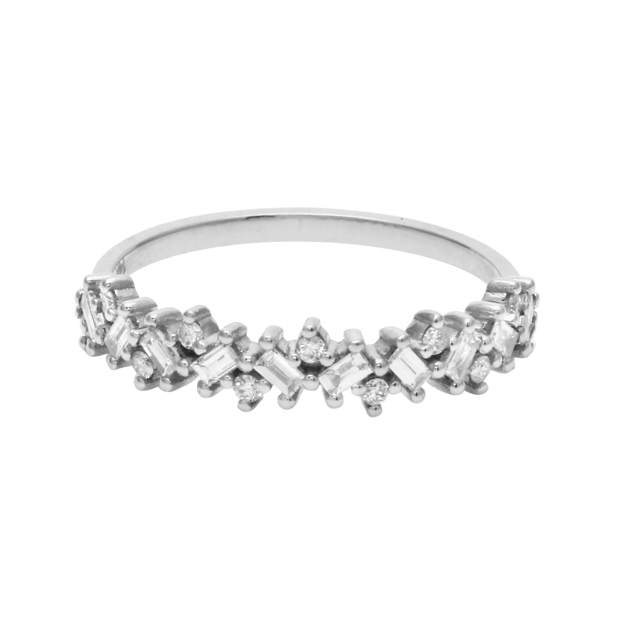 Baguette and Round Diamond Sprinkle Ring