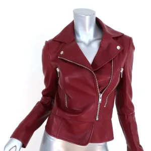 Balenciaga Leather Biker Jacket Burgundy Size 36 Motorcycle Jacket
