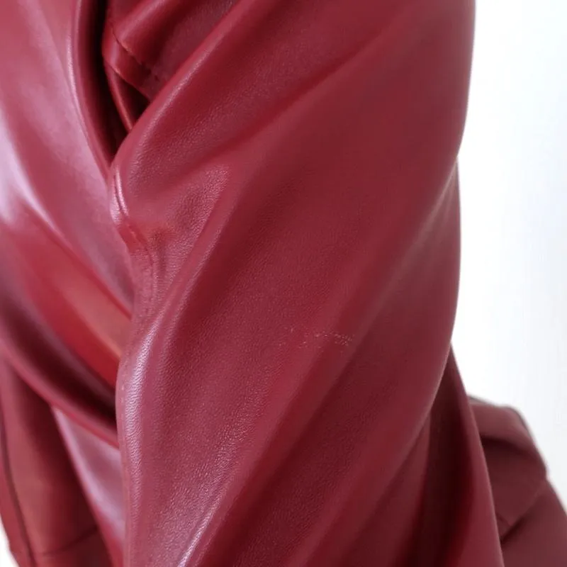 Balenciaga Leather Biker Jacket Burgundy Size 36 Motorcycle Jacket