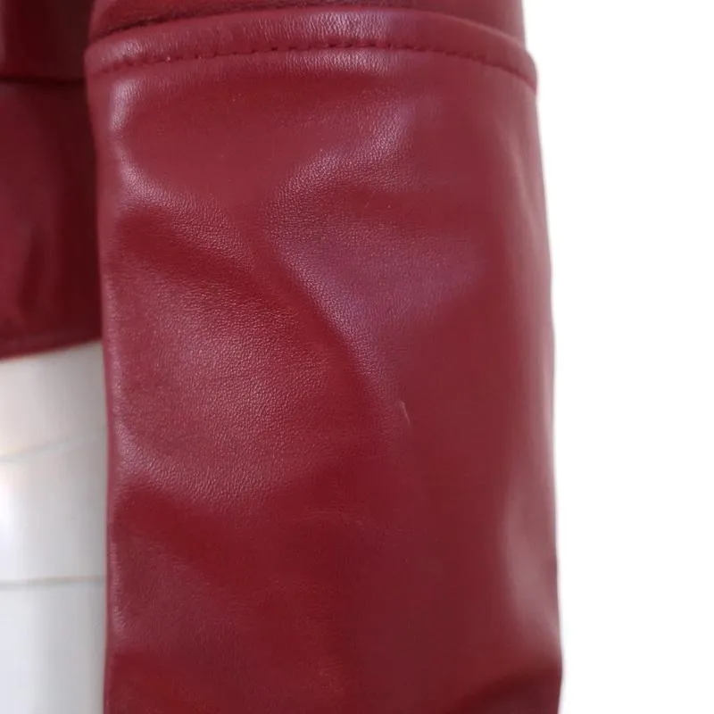 Balenciaga Leather Biker Jacket Burgundy Size 36 Motorcycle Jacket