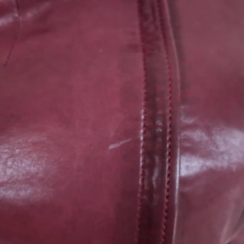 Barbara Bui Lace-Up Leather Motorcycle Jacket Burgundy Size 38
