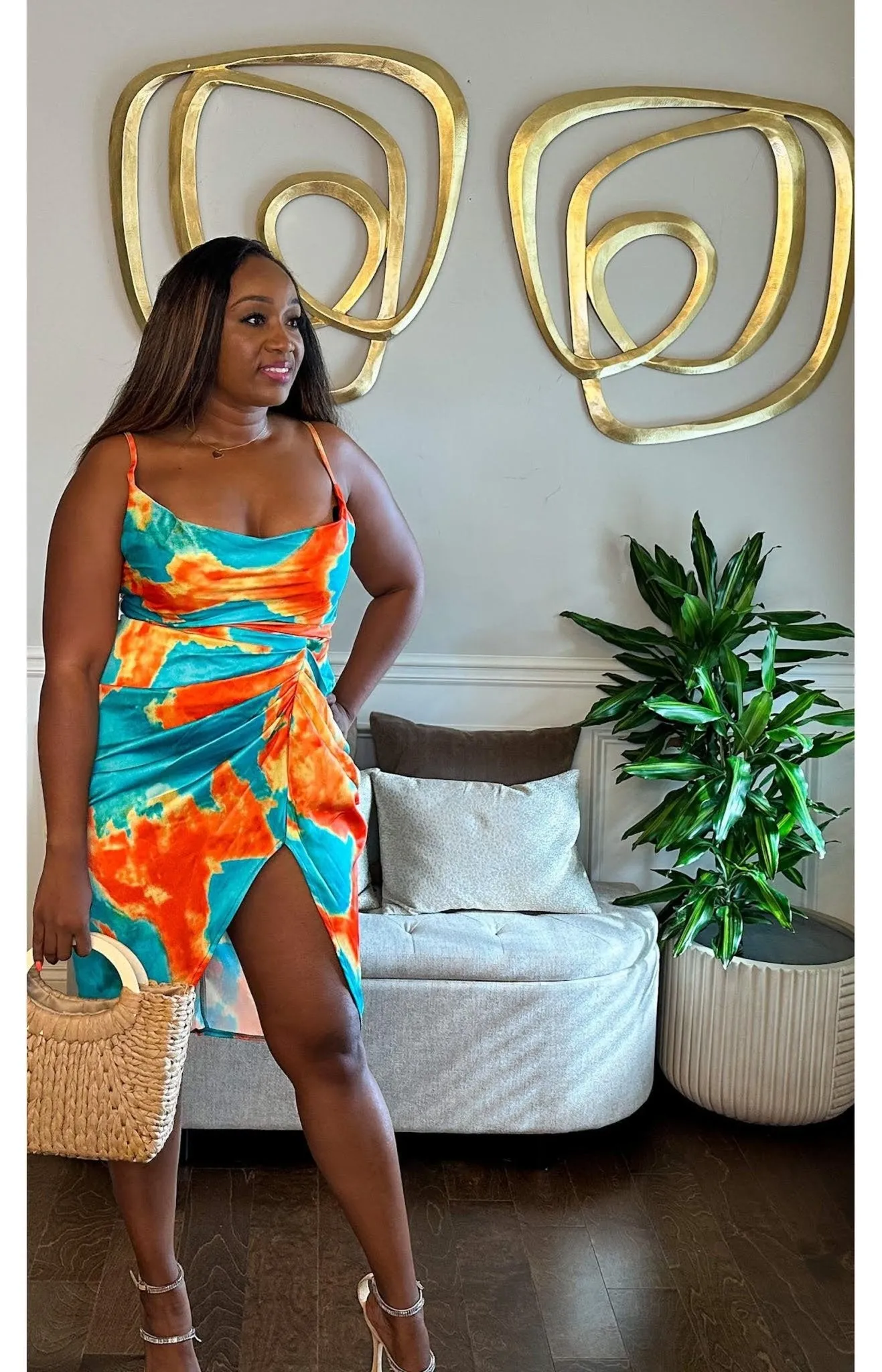 Barcelona High Split Satin Dress
