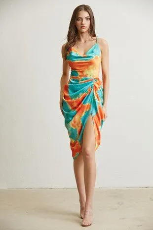 Barcelona High Split Satin Dress