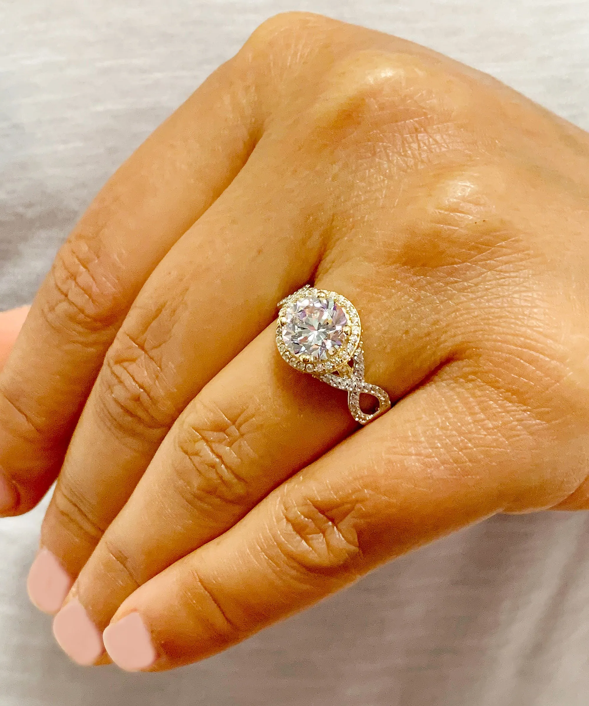 Beautiful 2.00 Carat Women's 14k solid white and yellow gold round cut forever one moissanite and natural round cut diamond engagement ring
