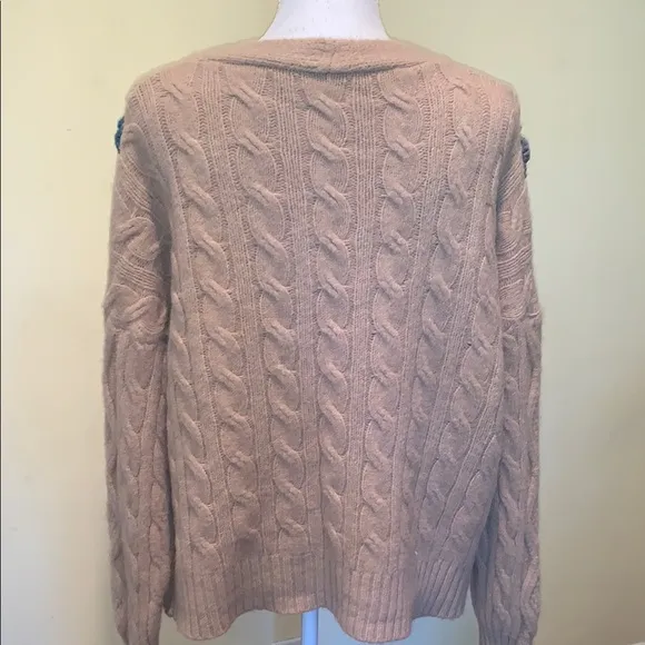 Beige 3D Flower Cardigan Crocheted Accents Preppy Grandmacore Eclectic Unique