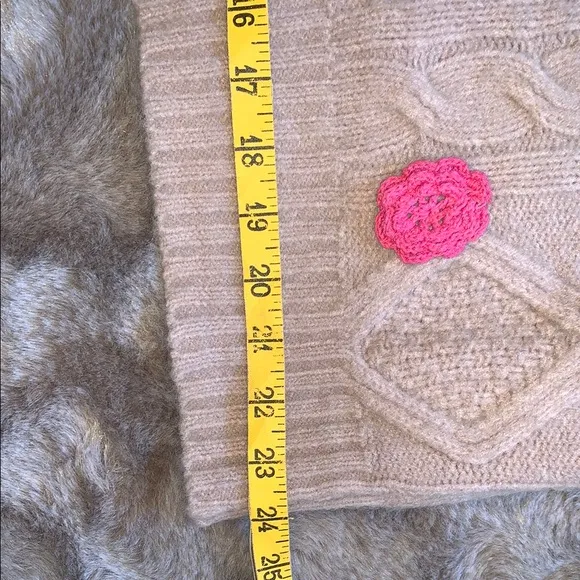 Beige 3D Flower Cardigan Crocheted Accents Preppy Grandmacore Eclectic Unique