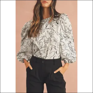 Beige Abstract Print Balloon Sleeve: from Blah to Bam! Needful Things 😉
