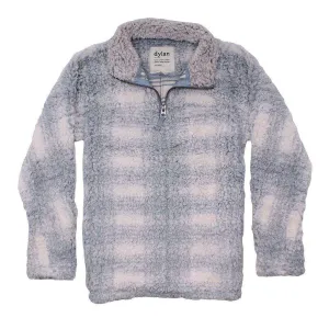 Big Plaid Frosty Tipped Women's Stadium Pullover in Blue by True Grit (Dylan)