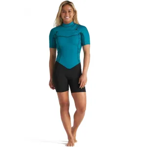 Billabong Womens Synergy 2mm Chest Zip Shortie Wetsuit - Mermaid