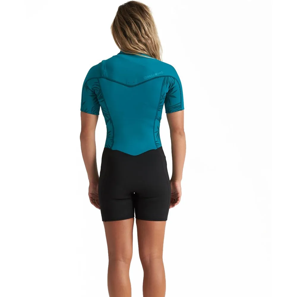 Billabong Womens Synergy 2mm Chest Zip Shortie Wetsuit - Mermaid