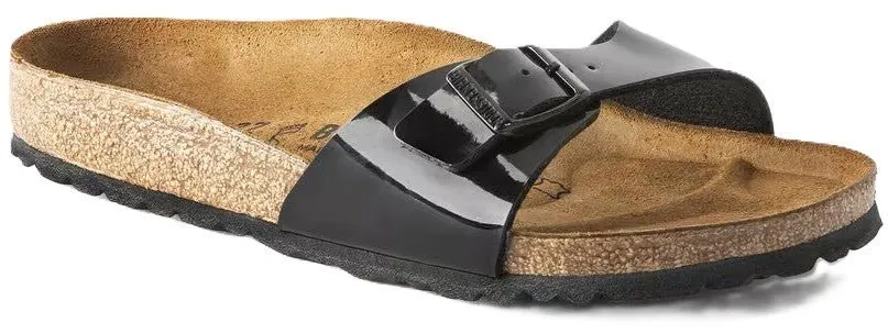 Birkenstock Madrid Sandals - Black Patent Birko-Flor | Comfortable Cork Footbed