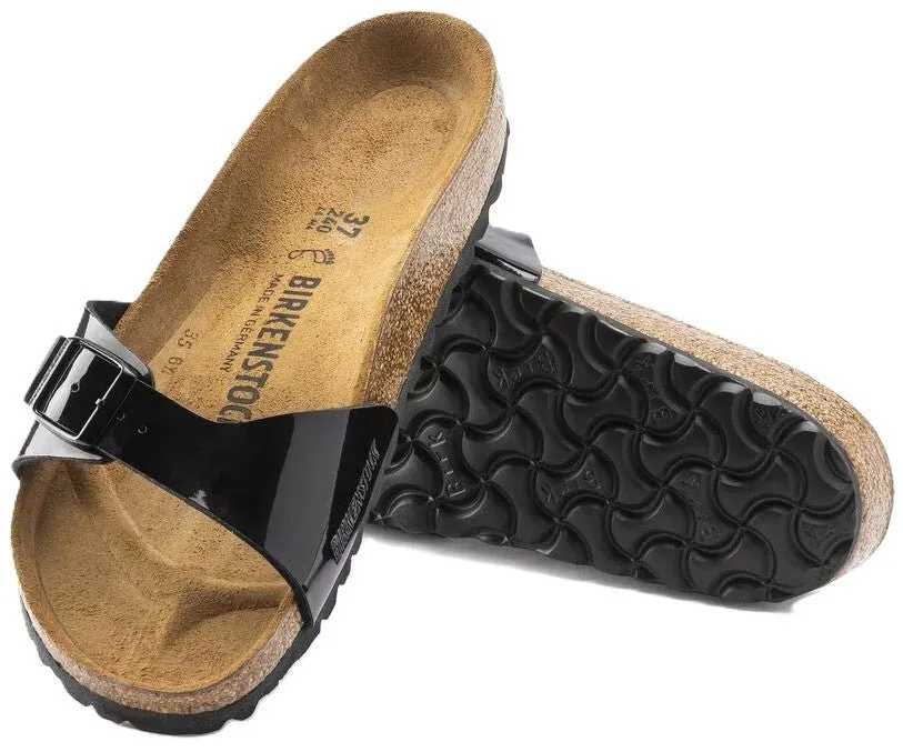 Birkenstock Madrid Sandals - Black Patent Birko-Flor | Comfortable Cork Footbed