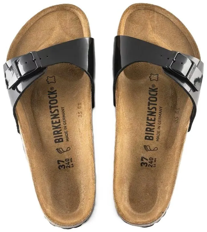 Birkenstock Madrid Sandals - Black Patent Birko-Flor | Comfortable Cork Footbed