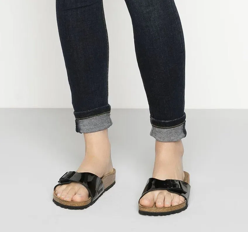 Birkenstock Madrid Sandals - Black Patent Birko-Flor | Comfortable Cork Footbed