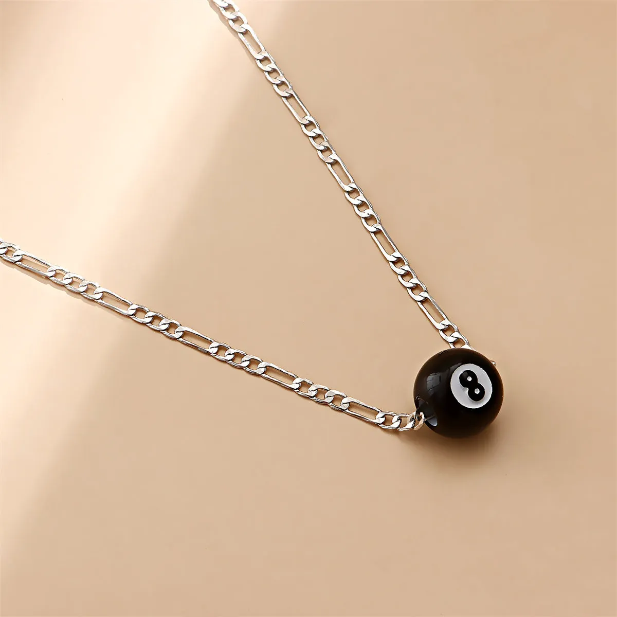 Black Acrylic & Silver-Plated 8-Ball Pendant Necklace