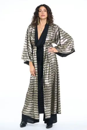 Black & Gold Metallic Wave Gemini Leisure Robe