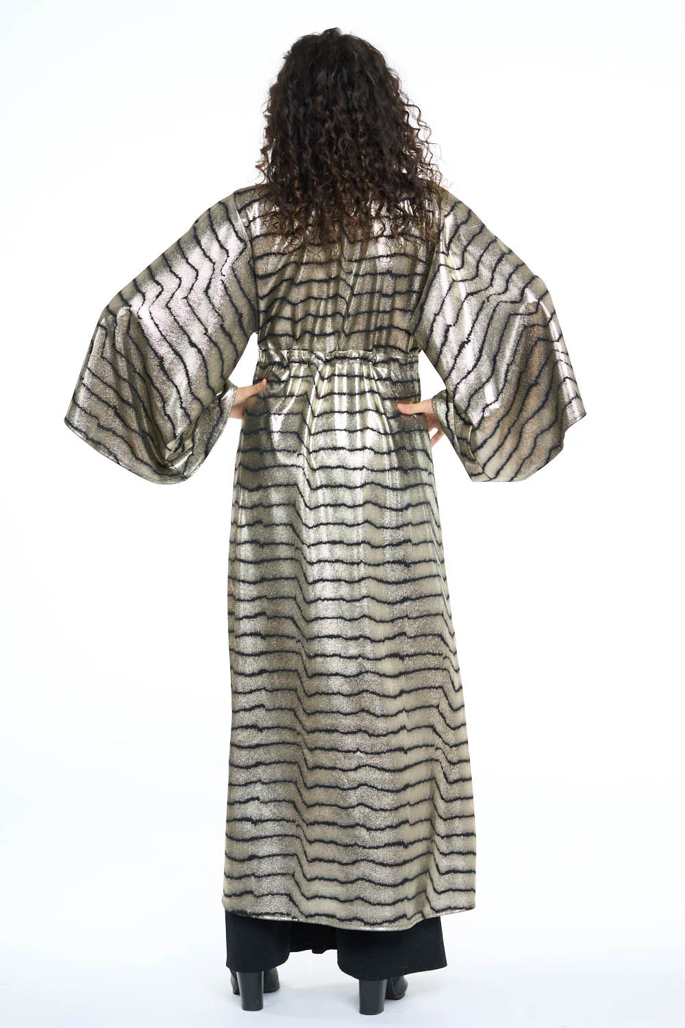 Black & Gold Metallic Wave Gemini Leisure Robe