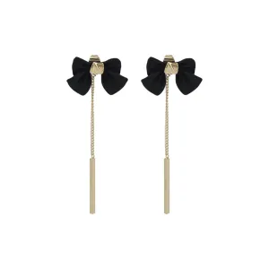 Black Enamel & 18K Gold-Plated Bow Ear Jackets