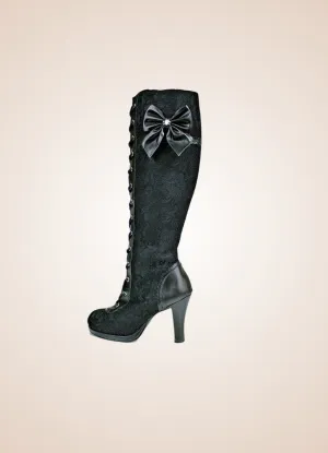 Black Gothic Bowknot Boots