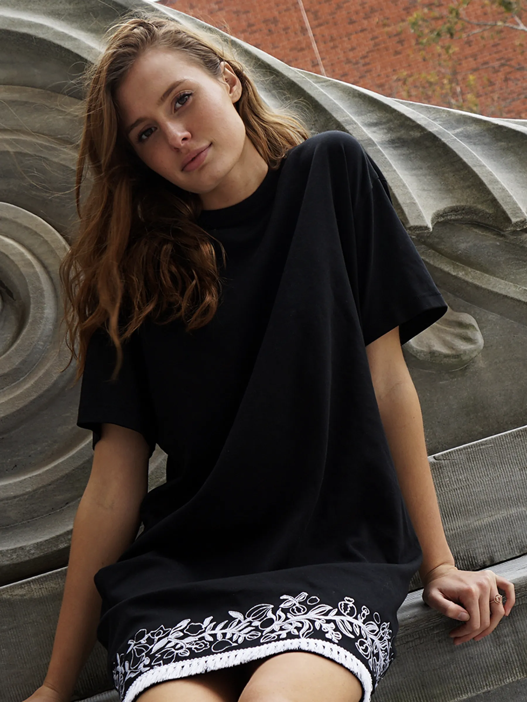 Black Knit Embroidered Dress