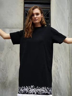 Black Knit Embroidered Dress