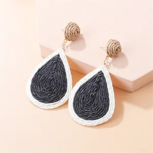 Black Raffia & 18K Gold-Plated Drop Earrings