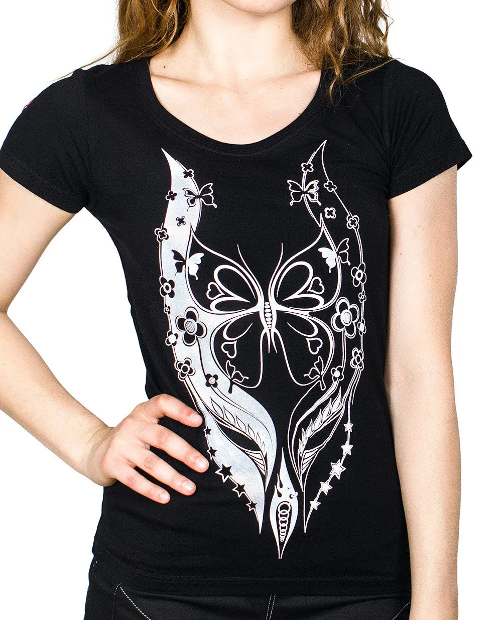 BLOSSOM LOGO GLITER T-SHIRT WOMENS
