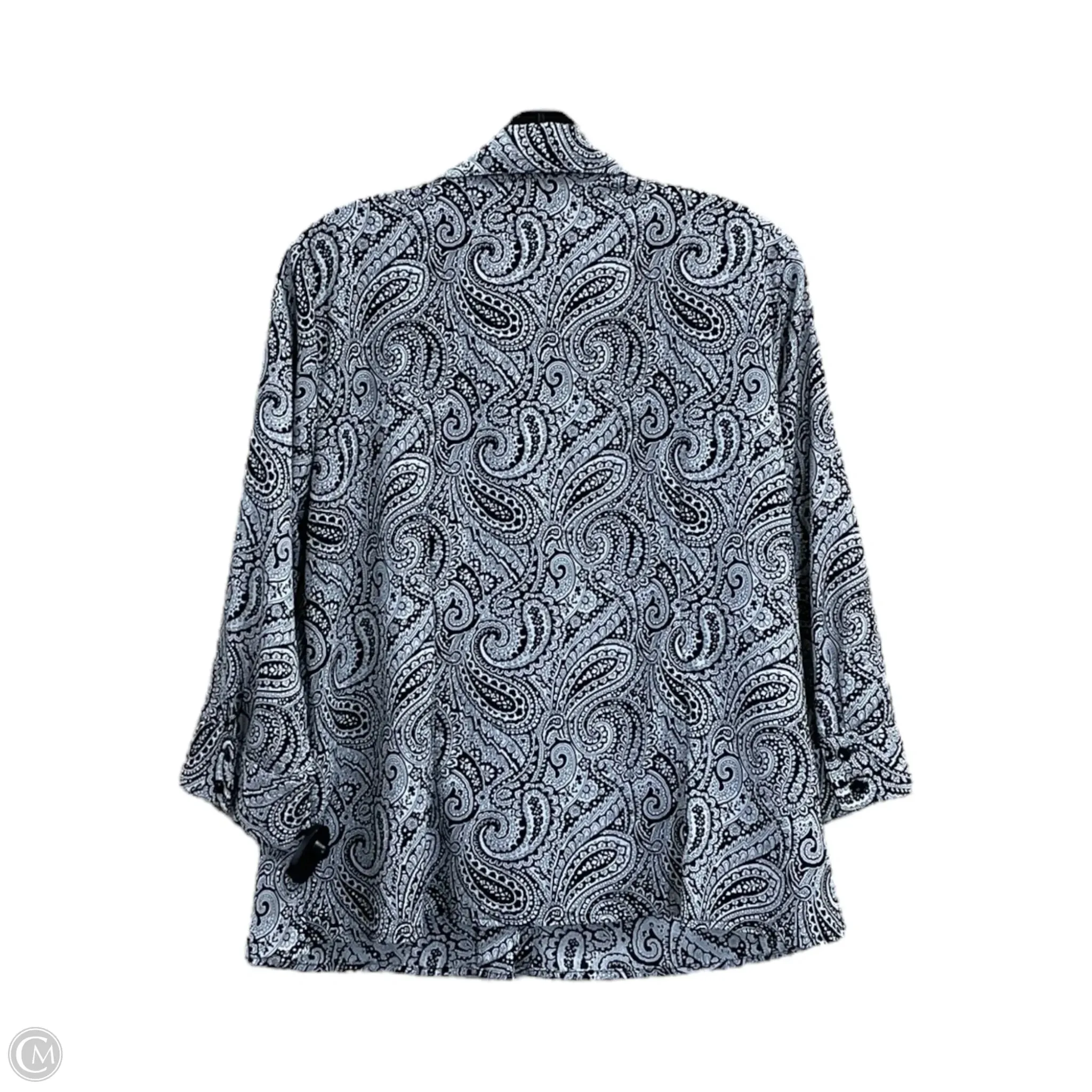 Blouse 3/4 Sleeve By Notations In Black & White, Size: L