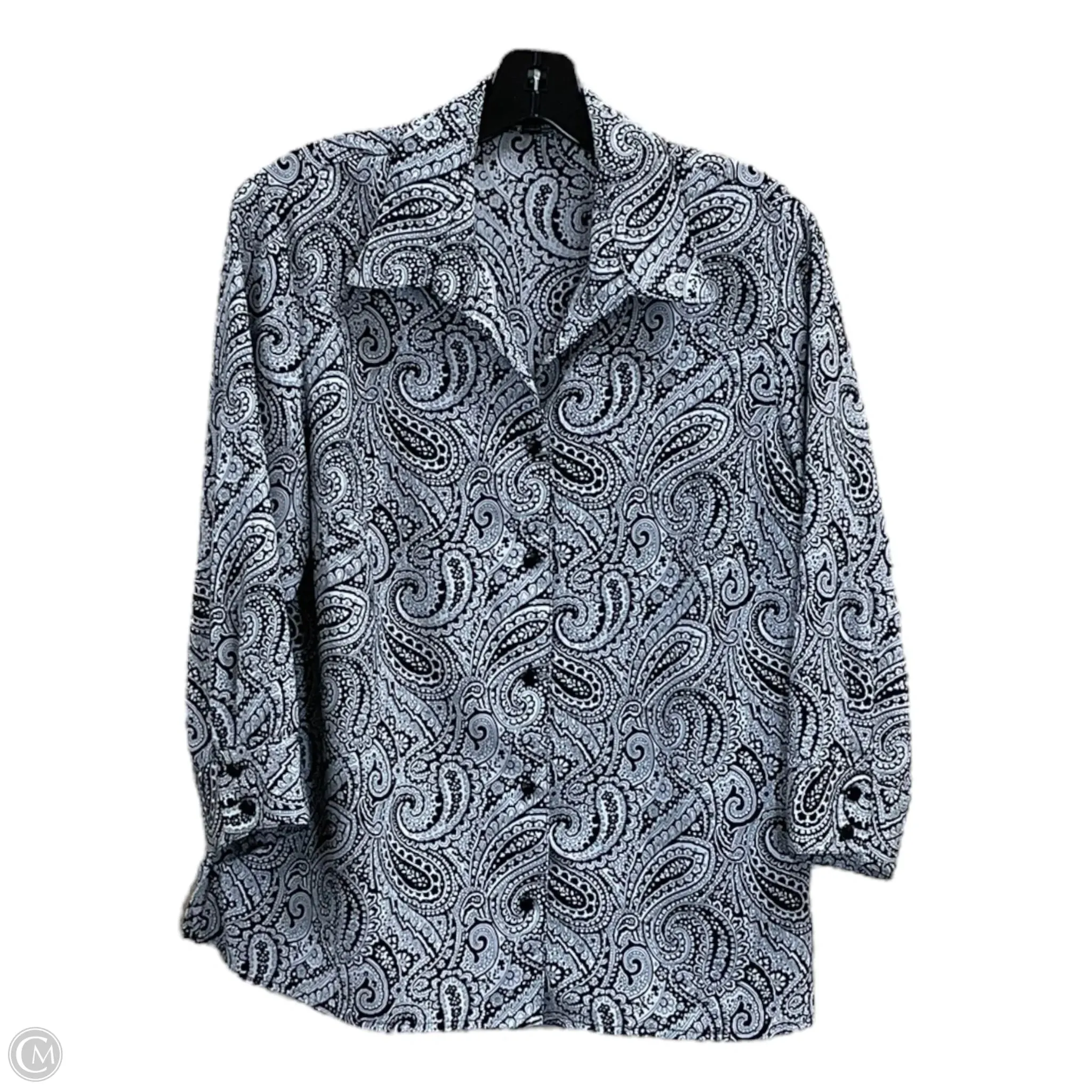 Blouse 3/4 Sleeve By Notations In Black & White, Size: L