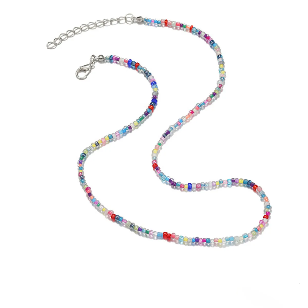 Blue Acrylic & Silver-Plated Beaded Necklace