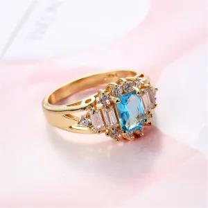 Blue Crystal & Cubic Zirconia Baguette-Cut Ring