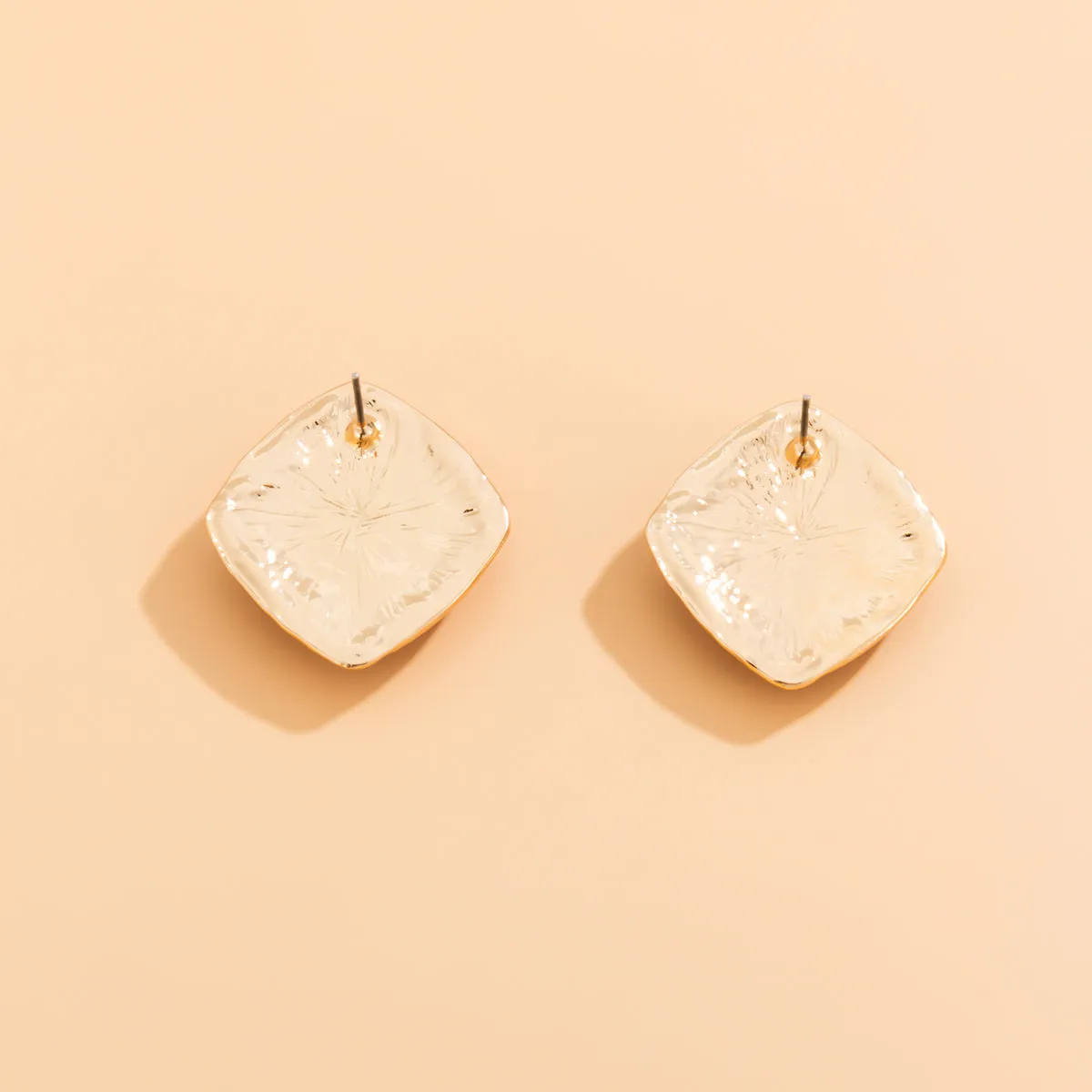Blue Enamel & Pearl 18K Gold-Plated Rhombus Stud Earrings