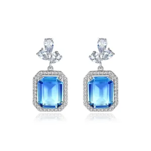Blue Multicolor Crystal & Cubic Zirconia Drop Earrings