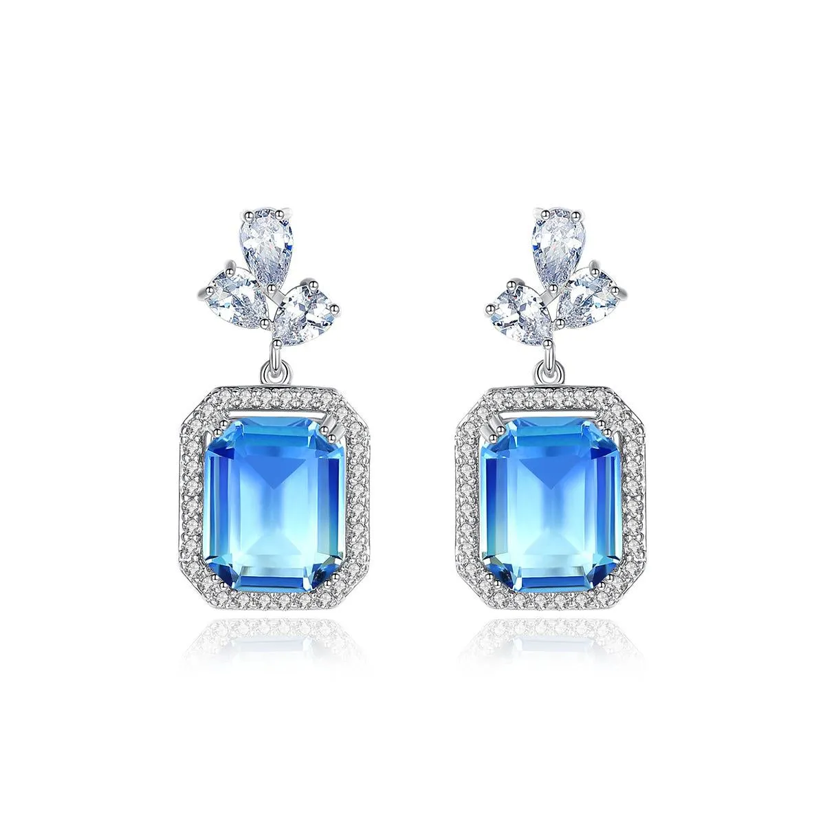 Blue Multicolor Crystal & Cubic Zirconia Drop Earrings