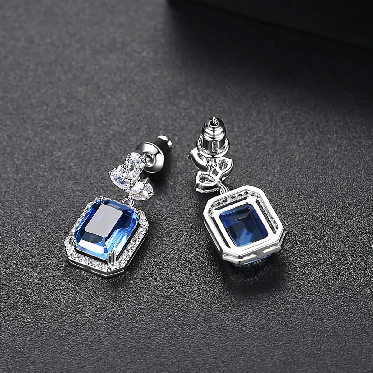 Blue Multicolor Crystal & Cubic Zirconia Drop Earrings