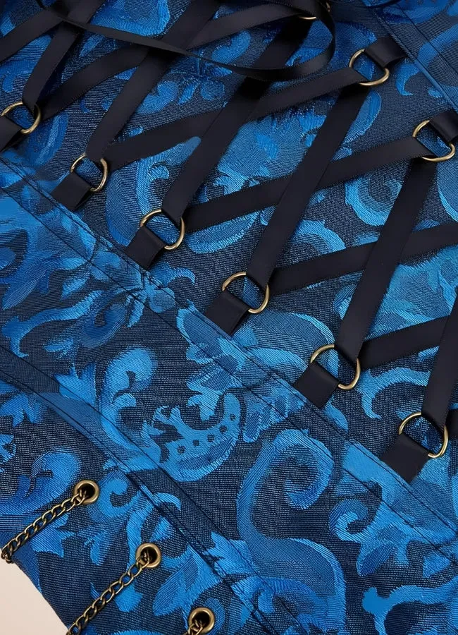 Blue Pirate Steampunk Corset