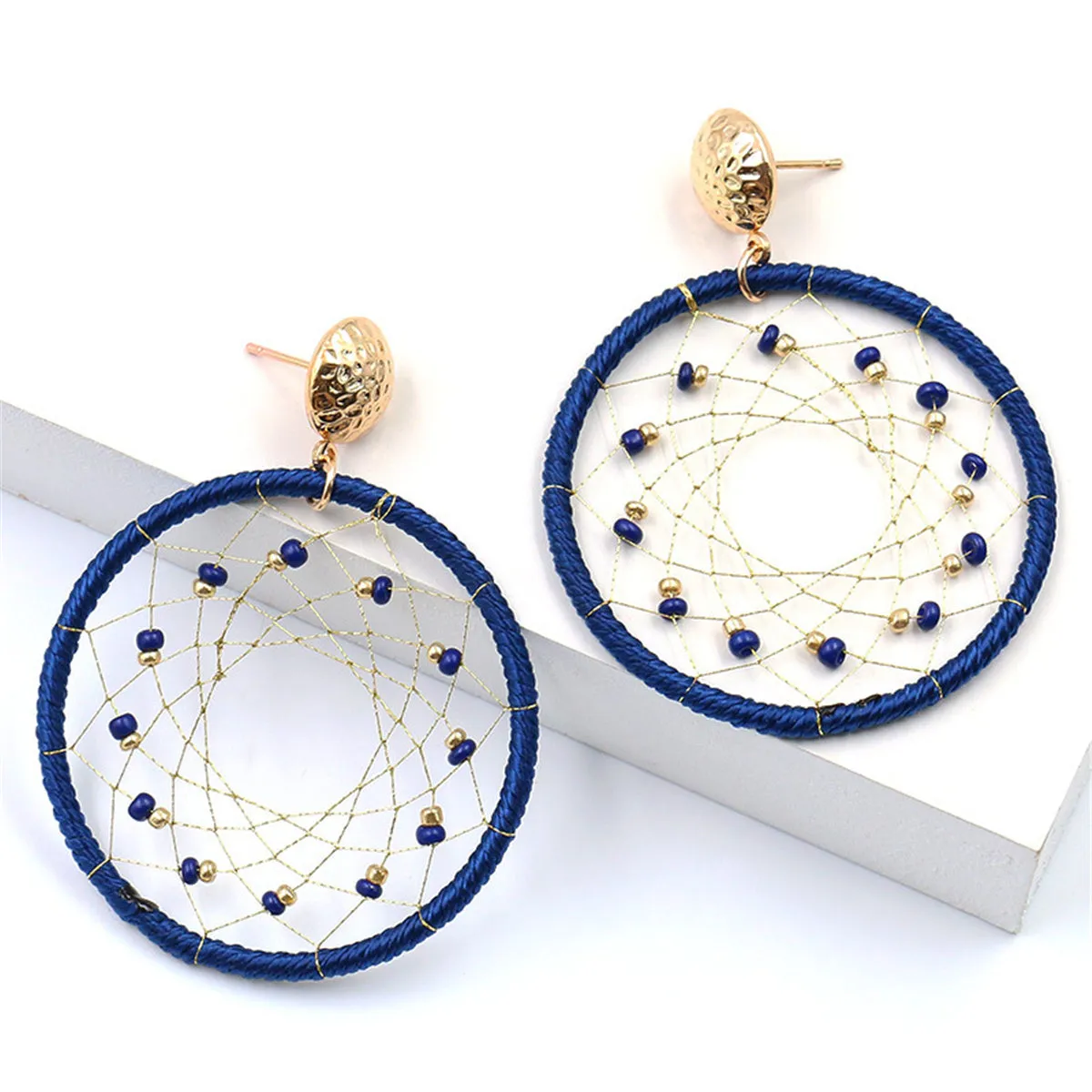 Blue Polyster & Howlite 18K Gold-Plated Web Drop Earrings