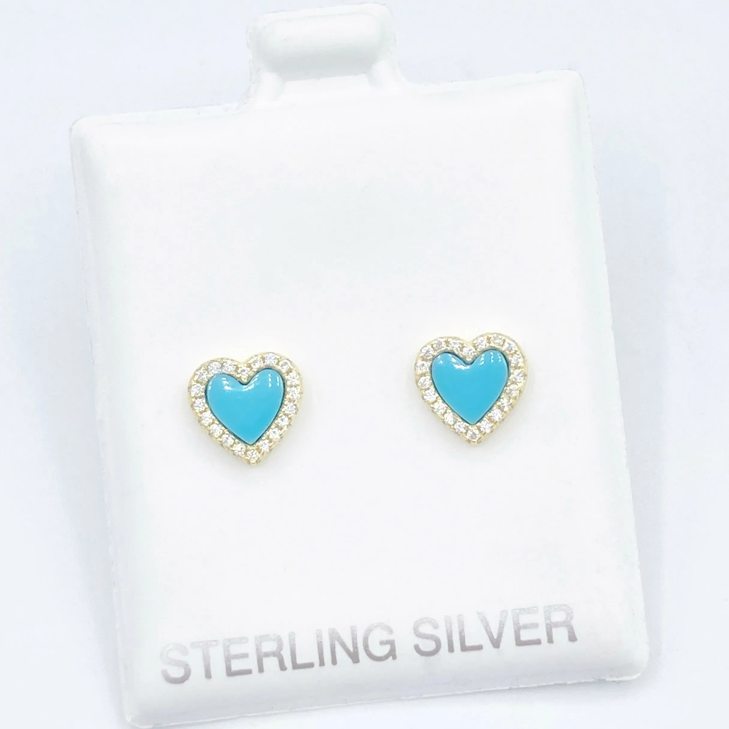 Blue Stone Heart Studs