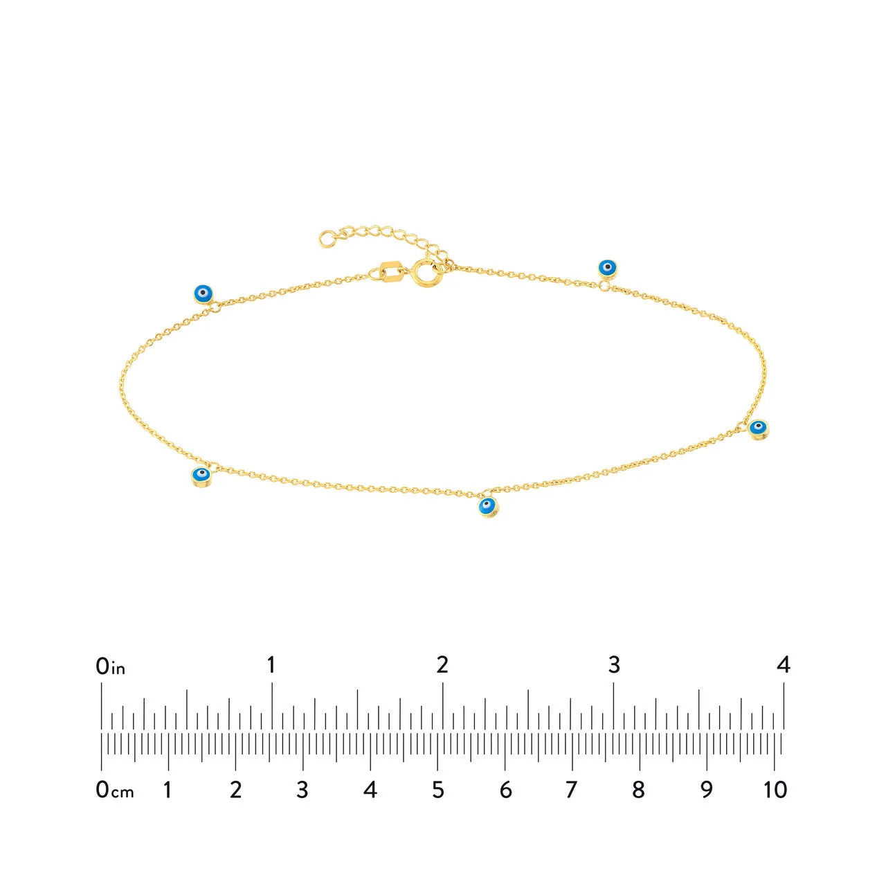 Blue Turquoise Evil Eye Dangle Adjustable Anklet