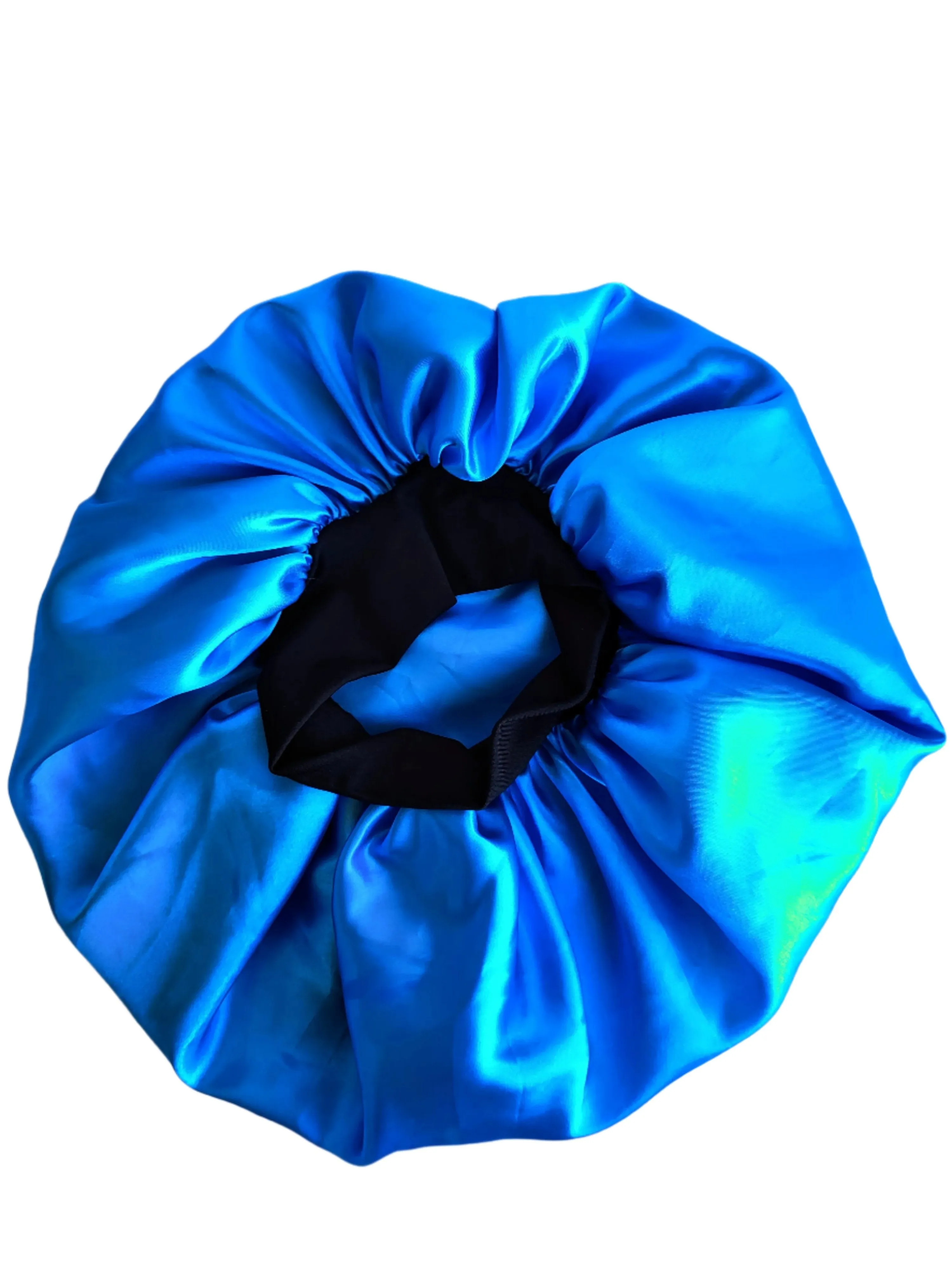 BLUE Wide Band Single Layer Jumbo Satin Bonnet