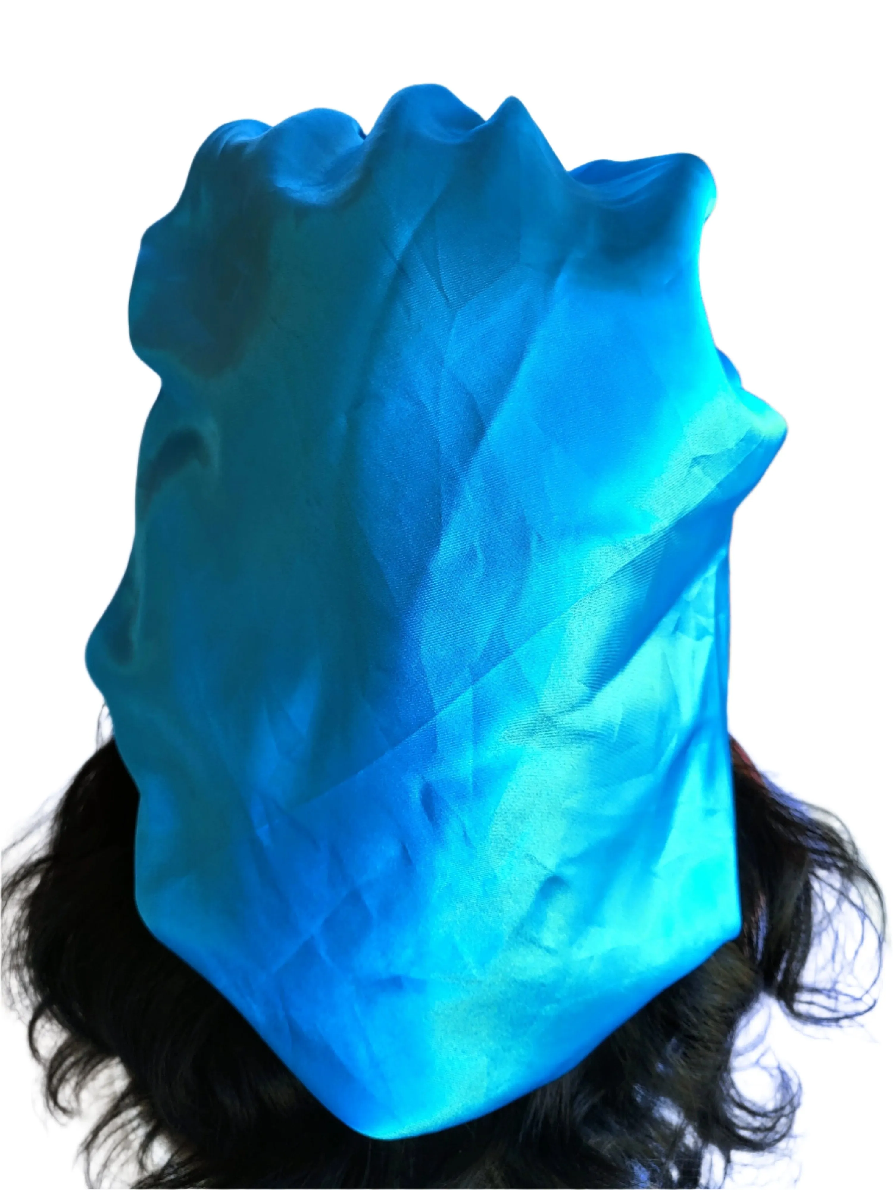 BLUE Wide Band Single Layer Jumbo Satin Bonnet