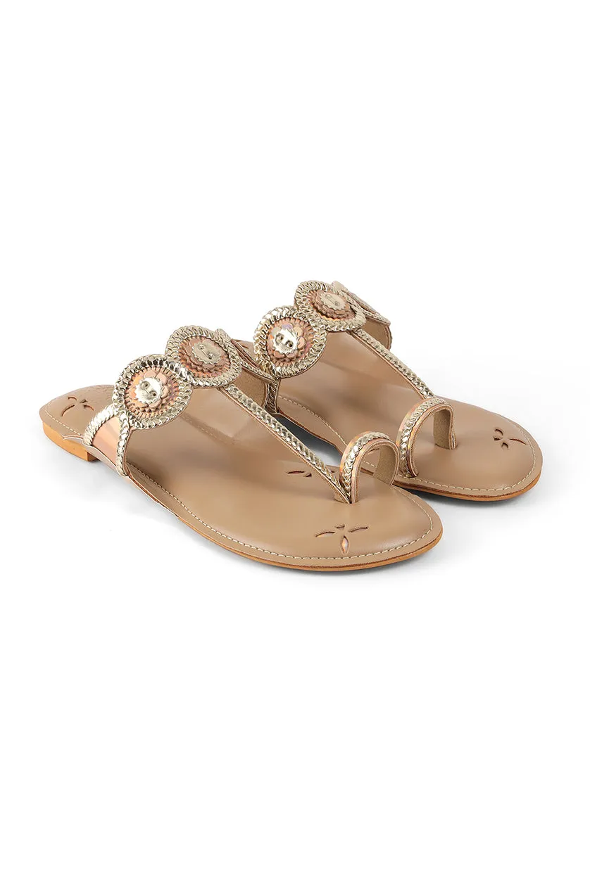 Braided K Flats Gold