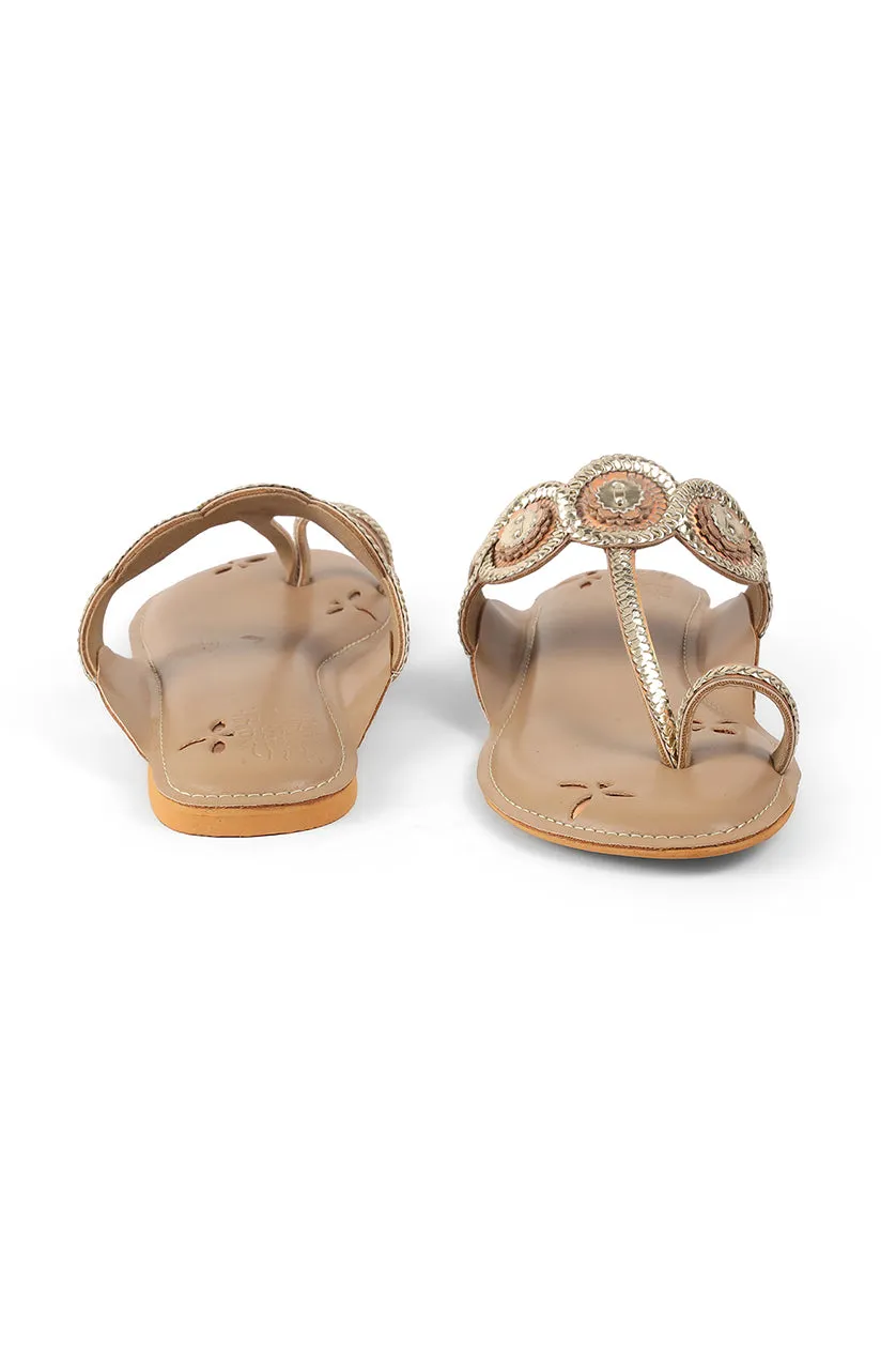 Braided K Flats Gold
