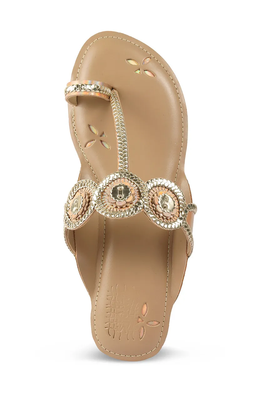Braided K Flats Gold